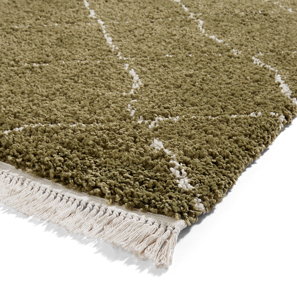 Boho 5413 Berber Shaggy Modern Rugs in Green